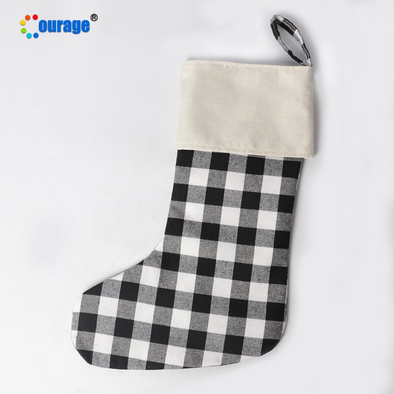Buffalo Plaid Stocking Factory - OEM/ODM Custom Popular Wholesale Sublimation Blank Buffalo Plaid Stocking