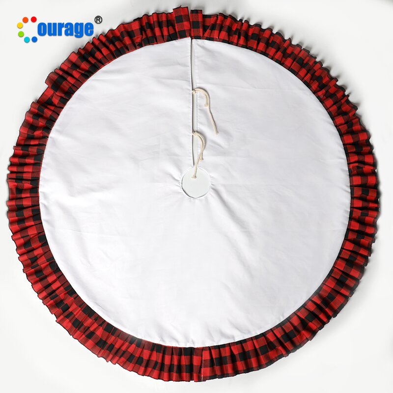 Tree Skirt Blank Factory - OEM/ODM Custom Plaid Edge Decoration Sublimation Ornament Tree Skirt