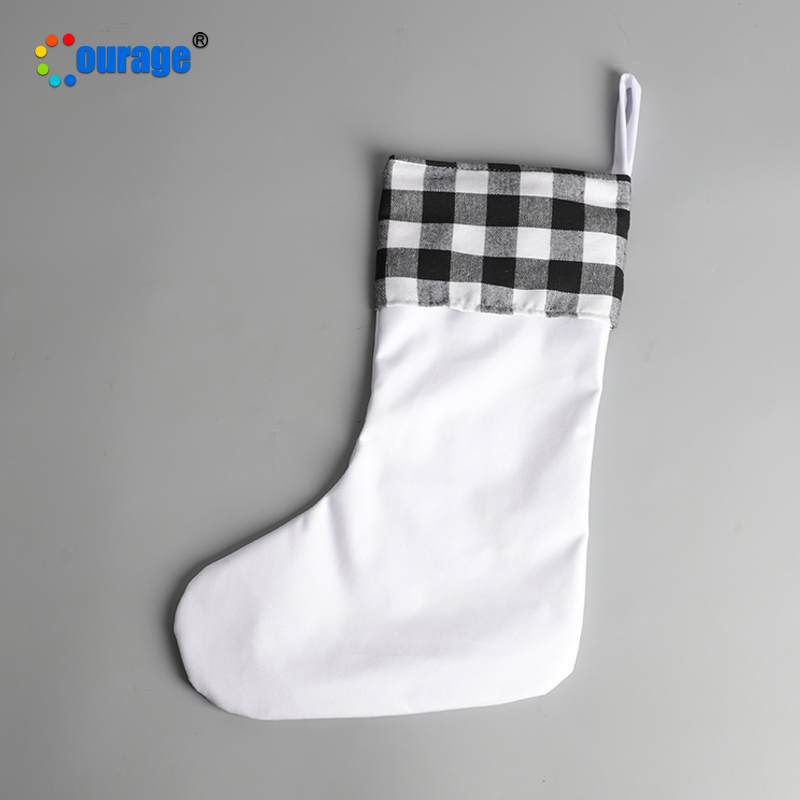 Christmas Stocking Blank Factory - OEM/ODM Custom Polyester Short Plush Fabric Stocking Sock