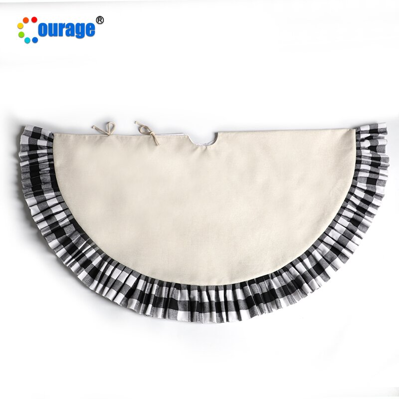Tree Skirt Blank Factory - OEM/ODM Custom Plaid Edge Decoration Sublimation Ornament Tree Skirt