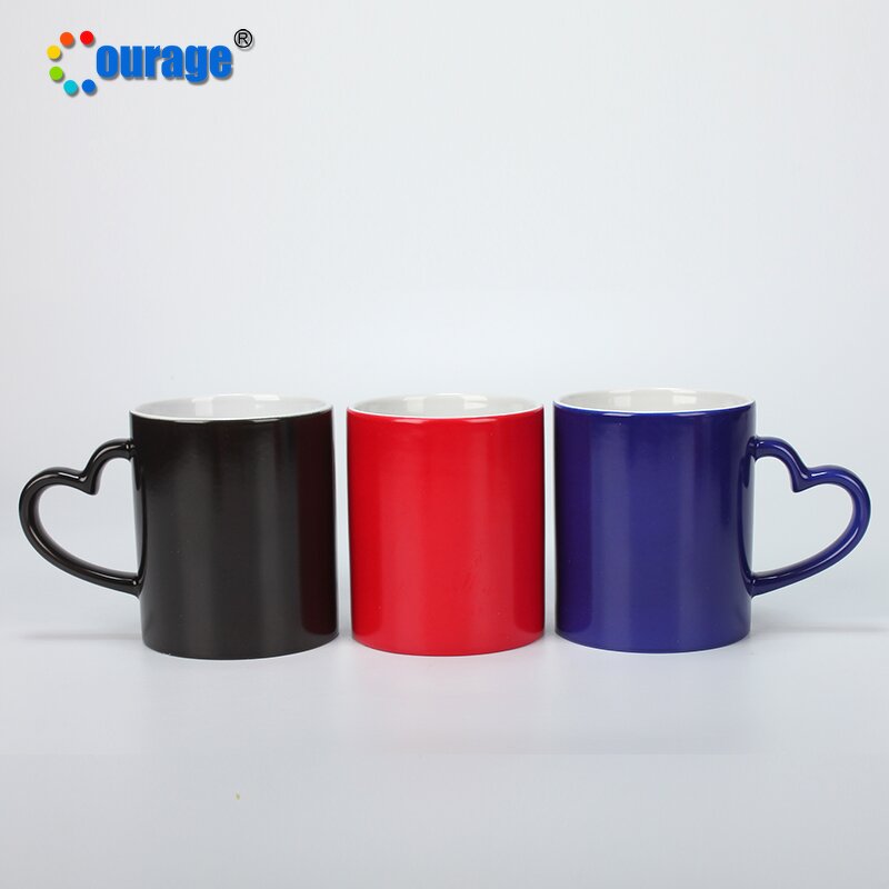 Magic Mug Manufacturer - OEM/ODM Custom Heart Handle Glossy Sublimation Color Changing Ceramic Magic Mug