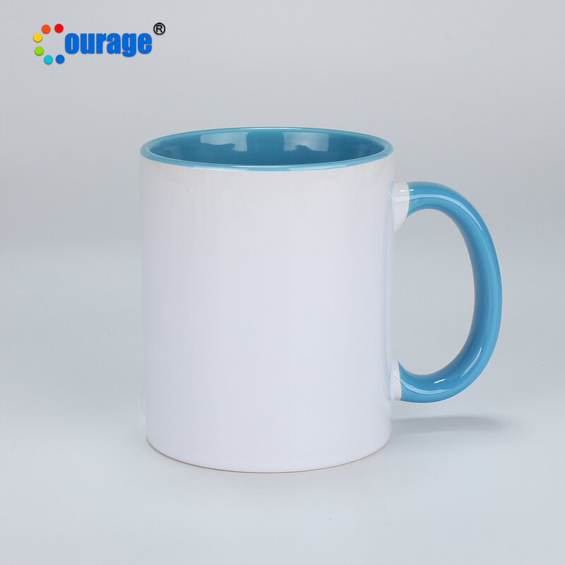 Ceramic Mug Factory - OEM/ODM Custom 11oz Colorful Handle White Sublimation Ceramic Coffee Cup