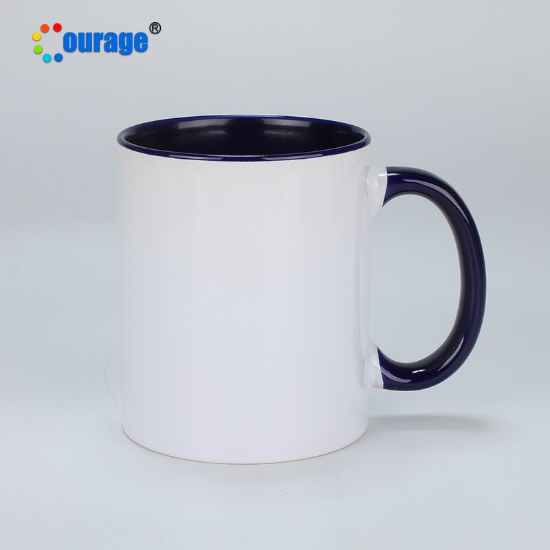 Ceramic Mug Factory - OEM/ODM Custom 11oz Colorful Handle White Sublimation Ceramic Coffee Cup