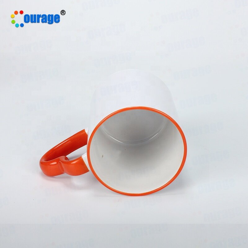 Ceramic Mug Factory - OEM/ODM Custom 11oz Colorful Border Handle Sublimation White Mug