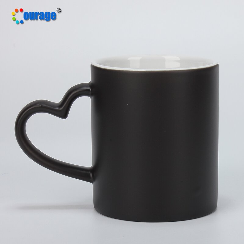 Magic Mug Factory - OEM/ODM Custom 11oz Heart Handle Matte Color Changing Sublimation Magic Mug