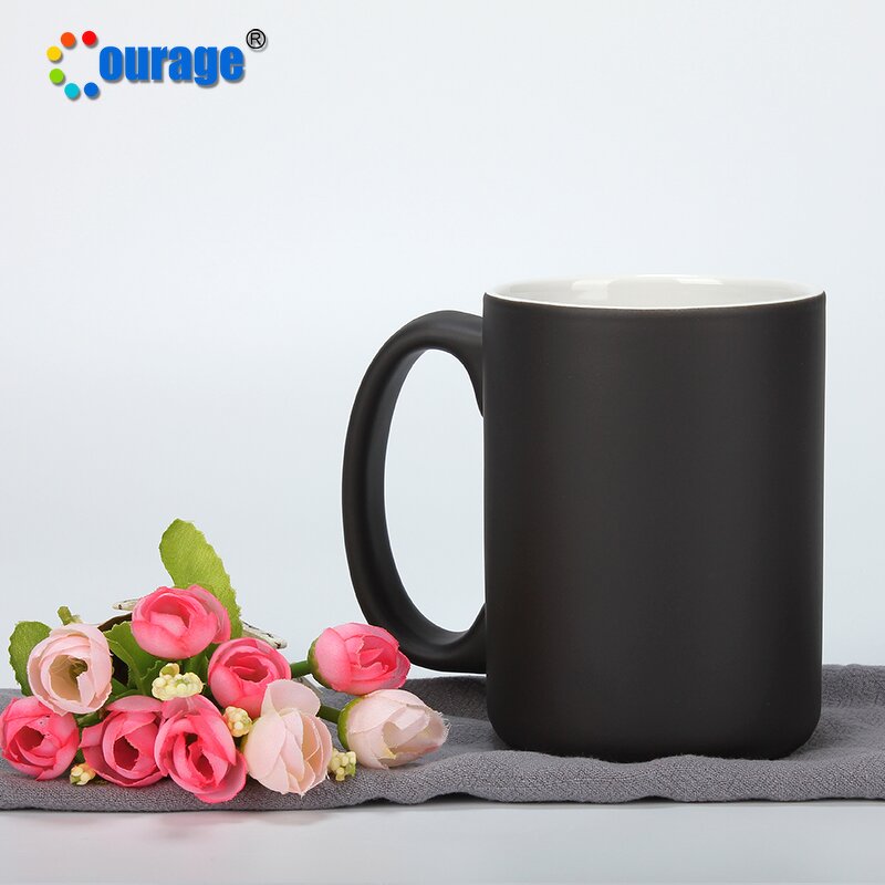Magic Mug Manufacturer - OEM/ODM Custom 15oz Color Changing Sublimation Magic Mug Black Matte