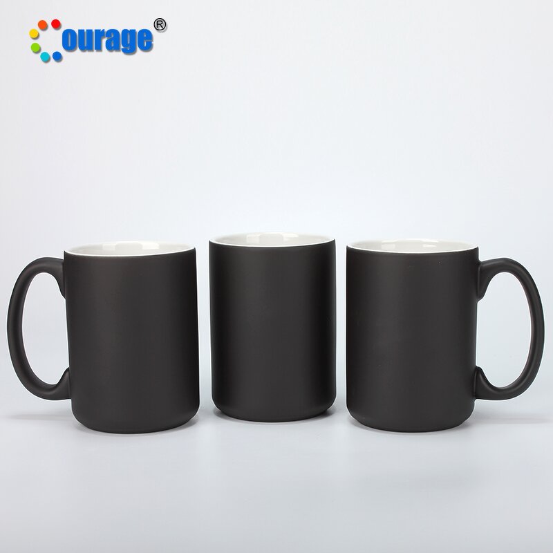 Magic Mug Manufacturer - OEM/ODM Custom 15oz Color Changing Sublimation Magic Mug Black Matte