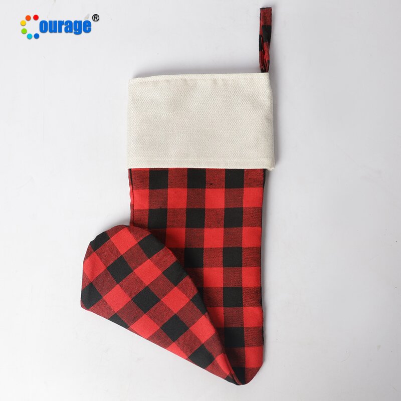 Buffalo Plaid Stocking Factory - OEM/ODM Custom Popular Wholesale Sublimation Blank Buffalo Plaid Stocking