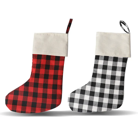 Buffalo Plaid Stocking Factory - OEM/ODM Custom Popular Wholesale Sublimation Blank Buffalo Plaid Stocking