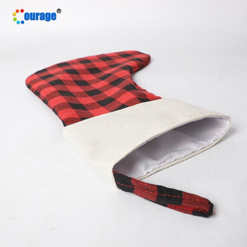 Buffalo Plaid Stocking Factory - OEM/ODM Custom Popular Wholesale Sublimation Blank Buffalo Plaid Stocking