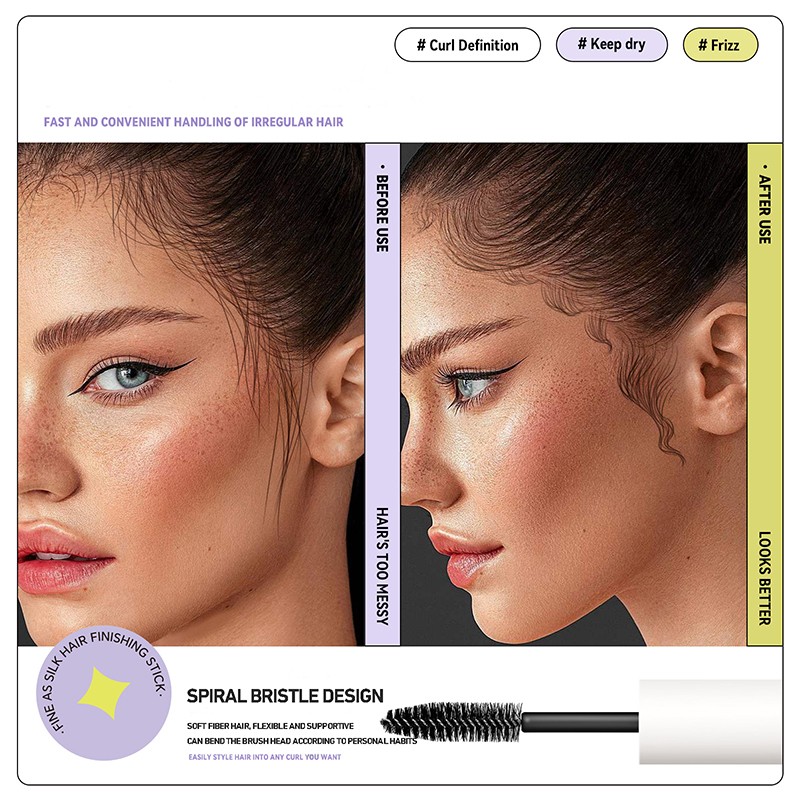 2025 Trending Organic Double Head Hair Styling Gel Stick Edge Control Strong Hold Residue Anti Frizz Matte for All Hair Types