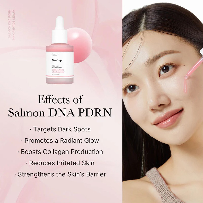 Private Label Korean Skin Care PDRN Salmon Ampoule Serum Moisturizing Brighten PDRN Serum Whitening PDRN Pink Glass Glow Serum