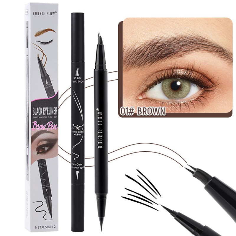 Private Brand Smooth Black Eyeliner Pencil Waterproof Long-lasting with Soft Double Head Eyebrow Pen Eyeliner Eyebrow Tool One
