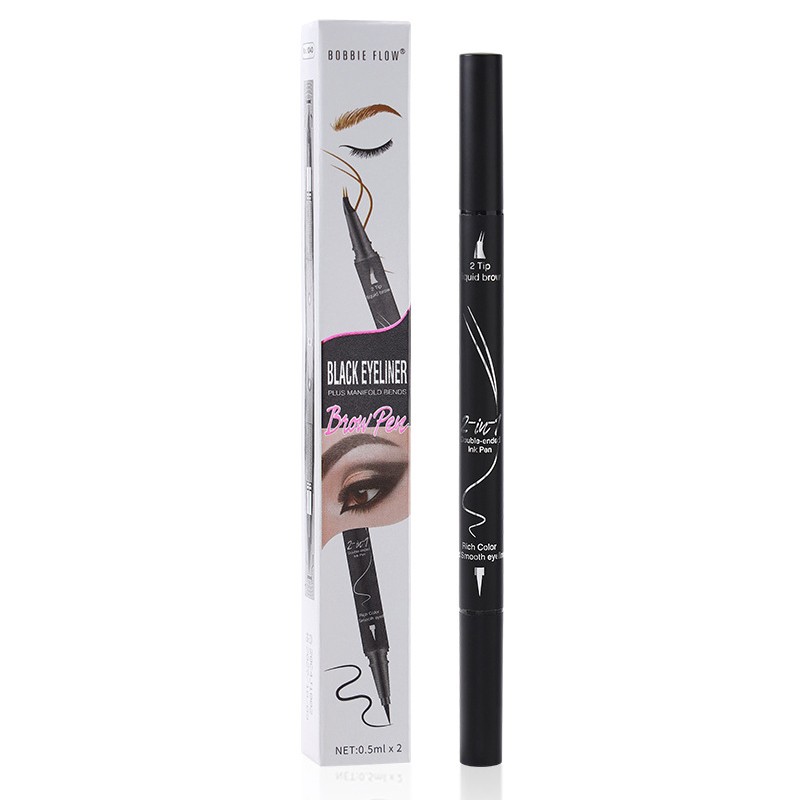 Private Brand Smooth Black Eyeliner Pencil Waterproof Long-lasting with Soft Double Head Eyebrow Pen Eyeliner Eyebrow Tool One