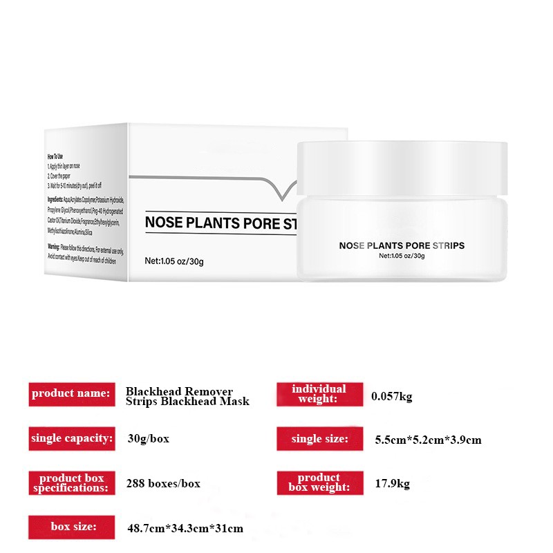 Natural Face Care Mask for Blackheads Nose Pore Strip Peel Cream Form Blackhead Remover Strips