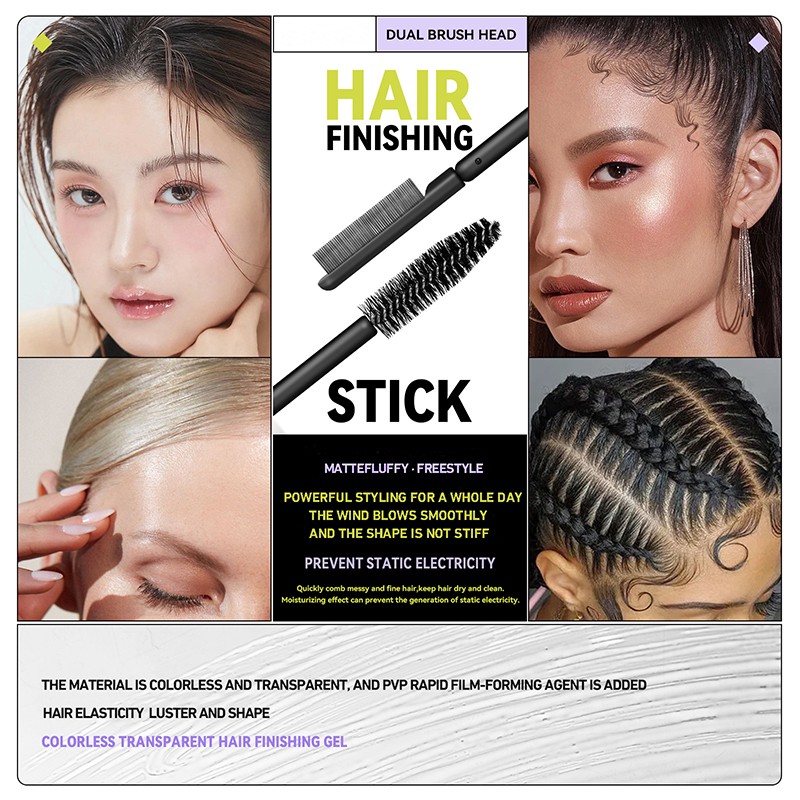 2025 Trending Organic Double Head Hair Styling Gel Stick Edge Control Strong Hold Residue Anti Frizz Matte for All Hair Types