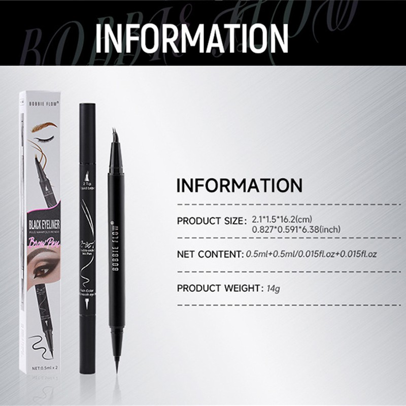 Private Brand Smooth Black Eyeliner Pencil Waterproof Long-lasting with Soft Double Head Eyebrow Pen Eyeliner Eyebrow Tool One