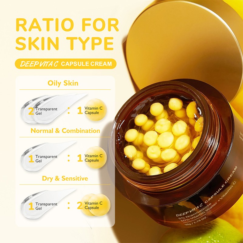 Private Label Deep Vita C Formula Moisturizing Nicotinamide Deep Vita C Wholesale Lady Face Cream Capsule Cream