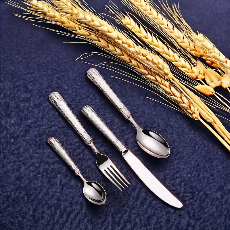 Silverware Set Factory - OEM/ODM Custom High Quality Vintage Golden Silverware Set Matt Handle Stainless Steel