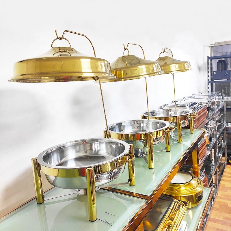 Chafing Dish Manufacturer - OEM/ODM Custom Hotel Wedding Banquet 8.0L Stainless Steel Food Warmer Gold Buffet