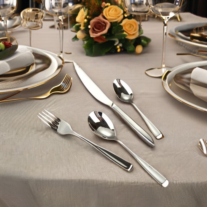 Cutlery Set Manufacturer - OEM/ODM Custom Hot Sale OEM ODM Logo Silver Stainless Steel Cutlery Set Flatware