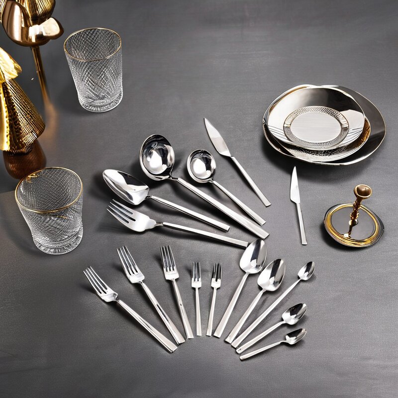Cutlery Manufacturer - OEM/ODM Custom Luxury Hotel Dining Room Stainless Steel Cutlery Engraved Handle Fork Spoon