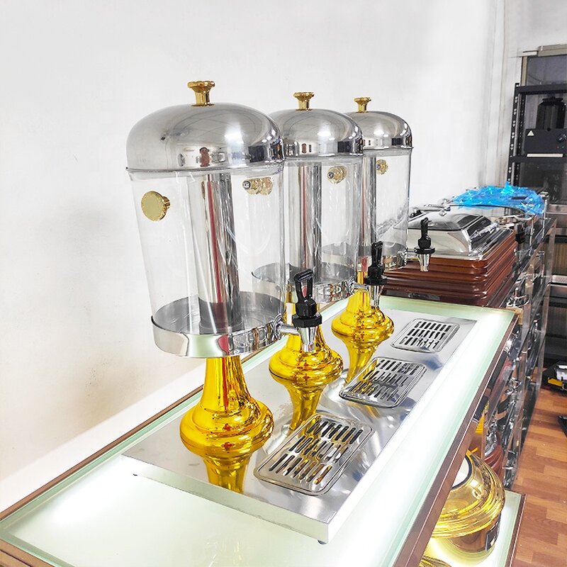 Juice Dispenser Machine Manufacturer - OEM/ODM Custom Gold Beverage Dispenser 8 16 24L Stainless Steel Transparent