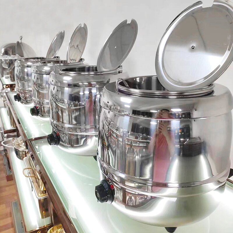 Soup Warmer Factory - OEM/ODM Custom 13L Electric Soup Warmer Black Iron 201 Stainless Steel Catering
