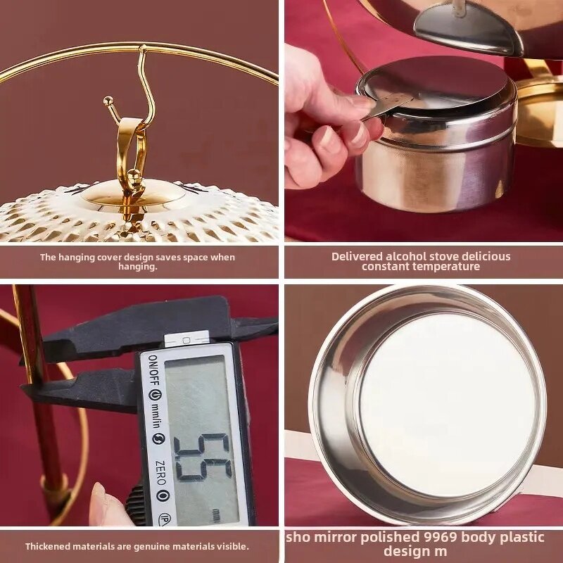 Chafing Dish Factory - OEM/ODM Custom Silver Stainless Steel Round Hanging Hinged Lid Chafing Dish Food Warmer