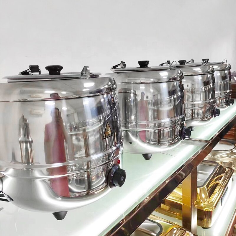 Soup Warmer Factory - OEM/ODM Custom 13L Electric Soup Warmer Black Iron 201 Stainless Steel Catering