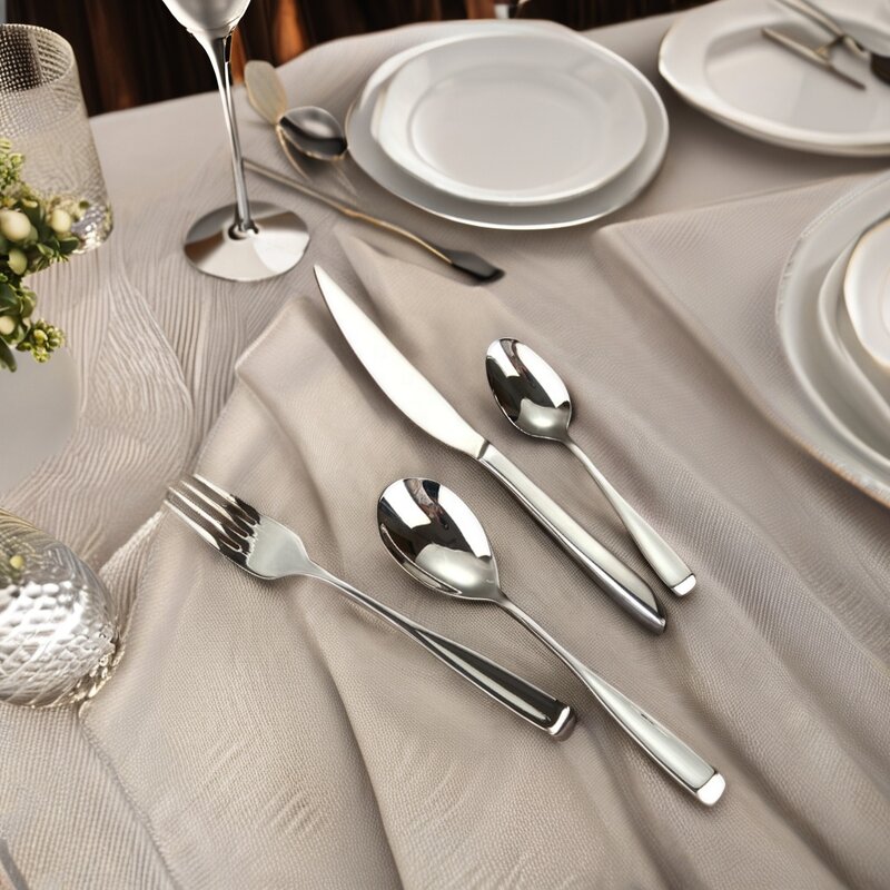 Cutlery Set Manufacturer - OEM/ODM Custom Hot Sale OEM ODM Logo Silver Stainless Steel Cutlery Set Flatware