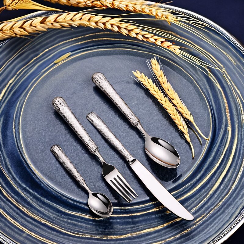 Silverware Set Factory - OEM/ODM Custom High Quality Vintage Golden Silverware Set Matt Handle Stainless Steel