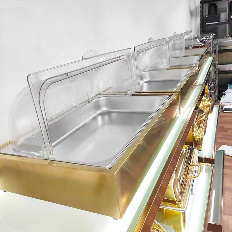 Food Display Stand Manufacturer - OEM/ODM Custom Stainless Steel Food Display Stand Counter Buffet Set with Lid