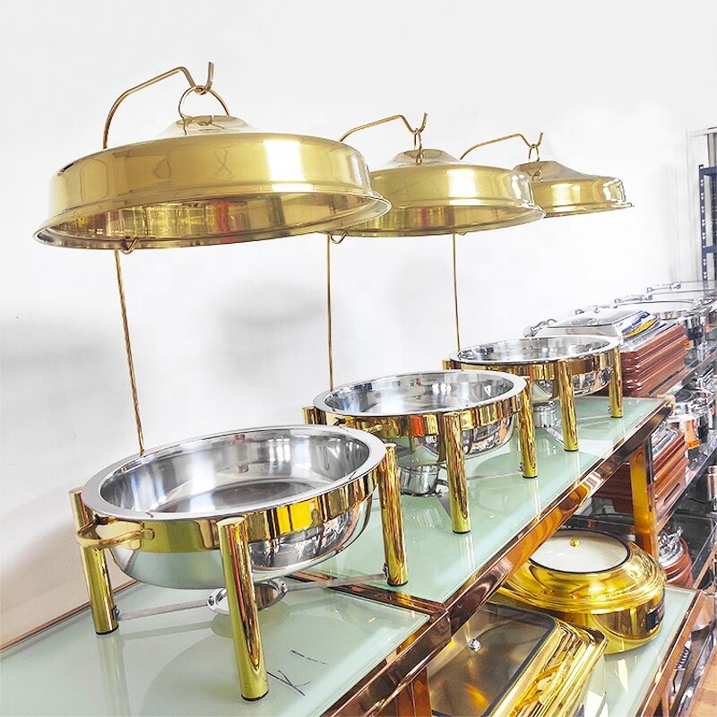 Chafing Dish Manufacturer - OEM/ODM Custom Hotel Wedding Banquet 8.0L Stainless Steel Food Warmer Gold Buffet