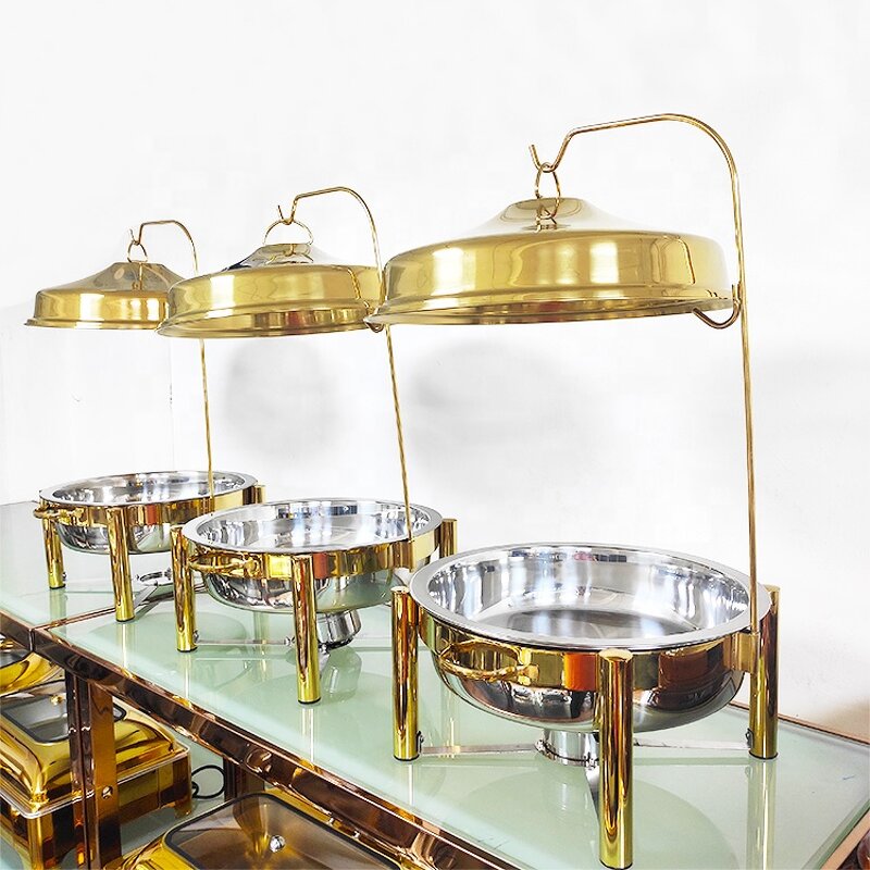 Chafing Dish Manufacturer - OEM/ODM Custom Hotel Wedding Banquet 8.0L Stainless Steel Food Warmer Gold Buffet