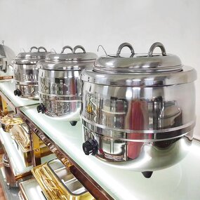 Electric Soup Warmer Pot Factory - OEM/ODM Custom Red Portable Counter Top Stainless Steel Electric Soup Warmer Pot