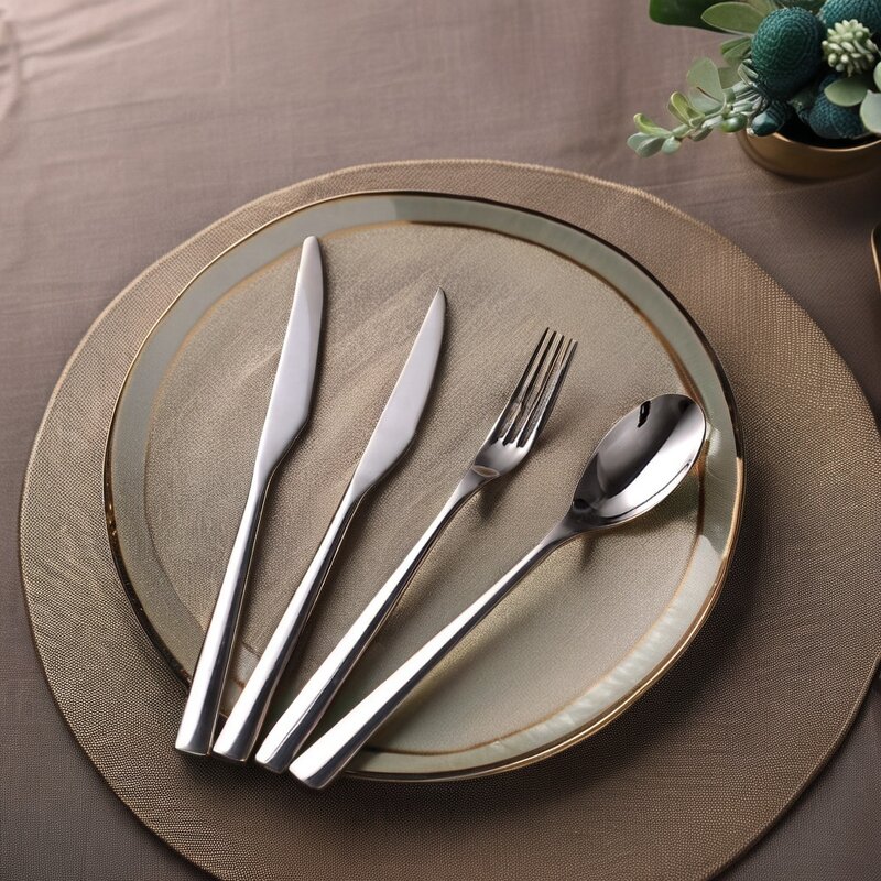 Flatware Set Factory - OEM/ODM Custom Sustainable Stainless Steel Flatware Set Gold Cutlery Mirror Plate