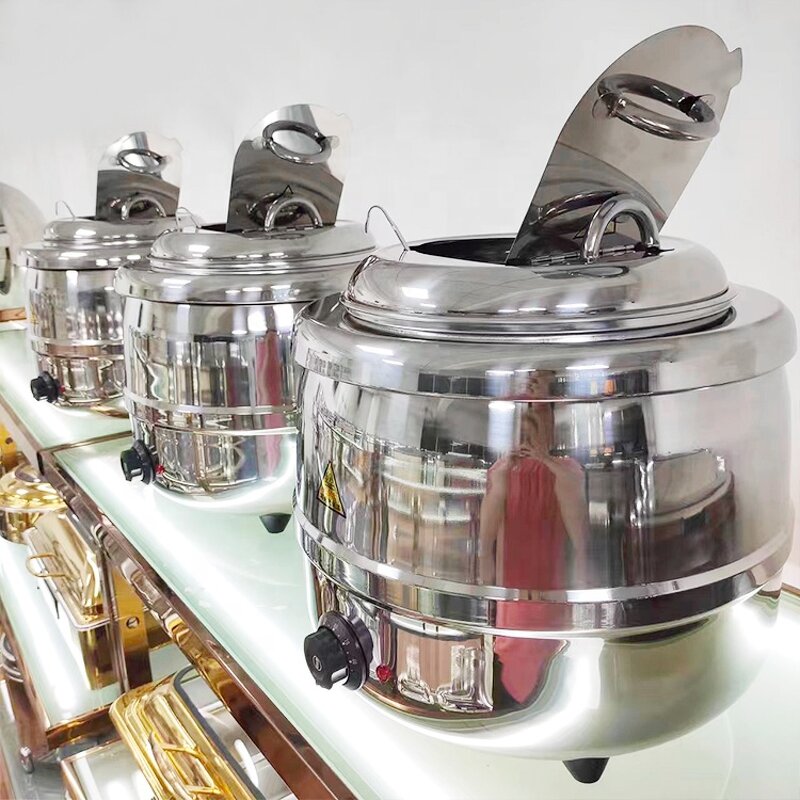Electric Soup Warmer Pot Factory - OEM/ODM Custom Red Portable Counter Top Stainless Steel Electric Soup Warmer Pot
