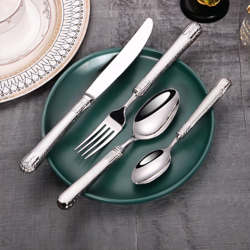 Silverware Set Factory - OEM/ODM Custom High Quality Vintage Golden Silverware Set Matt Handle Stainless Steel