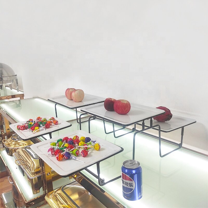 Serving Stand Manufacturer - OEM/ODM Custom Modern Simple 3 Tier Serving Stand with Porcelain Trays Collapsible