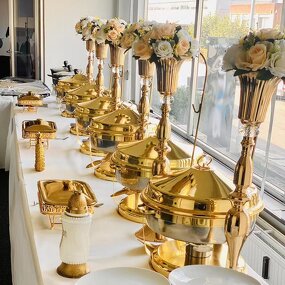 Chafing Dish Factory - OEM/ODM Custom Luxury Restaurant Buffet Set Stainless Steel Food Warmer Custom Gold