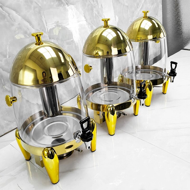 Hot Water Dispenser Factory - OEM/ODM Custom Buffet Commercial 13L Hot Water Dispenser Tea Thermos Milk Dispenser Gold
