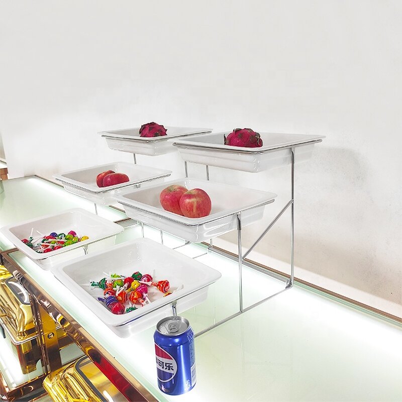 Serving Platter Factory - OEM/ODM Custom Buffet Catering 3 Tiers Gemstone Appetizer Salad Seafood Fruit Trays Stand