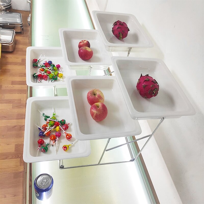 Serving Platter Factory - OEM/ODM Custom Buffet Catering 3 Tiers Gemstone Appetizer Salad Seafood Fruit Trays Stand