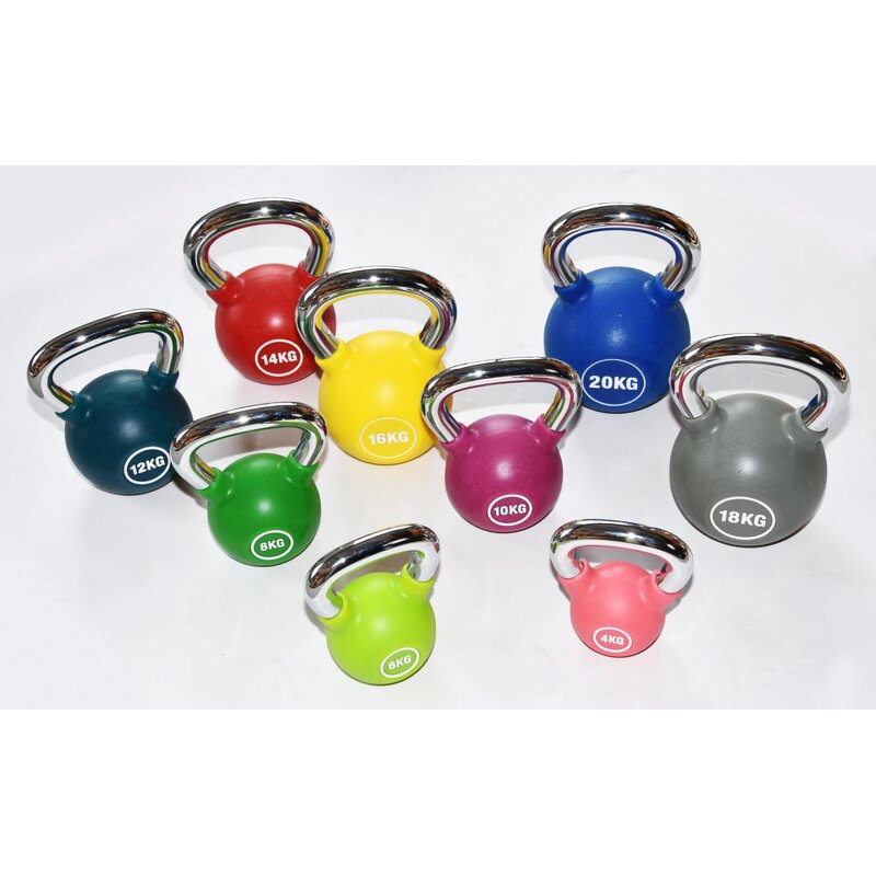 PU Competition Kettlebell Manufacturer - High Grade Solid Steel Core Electroplating Handle 4kg to 20kg