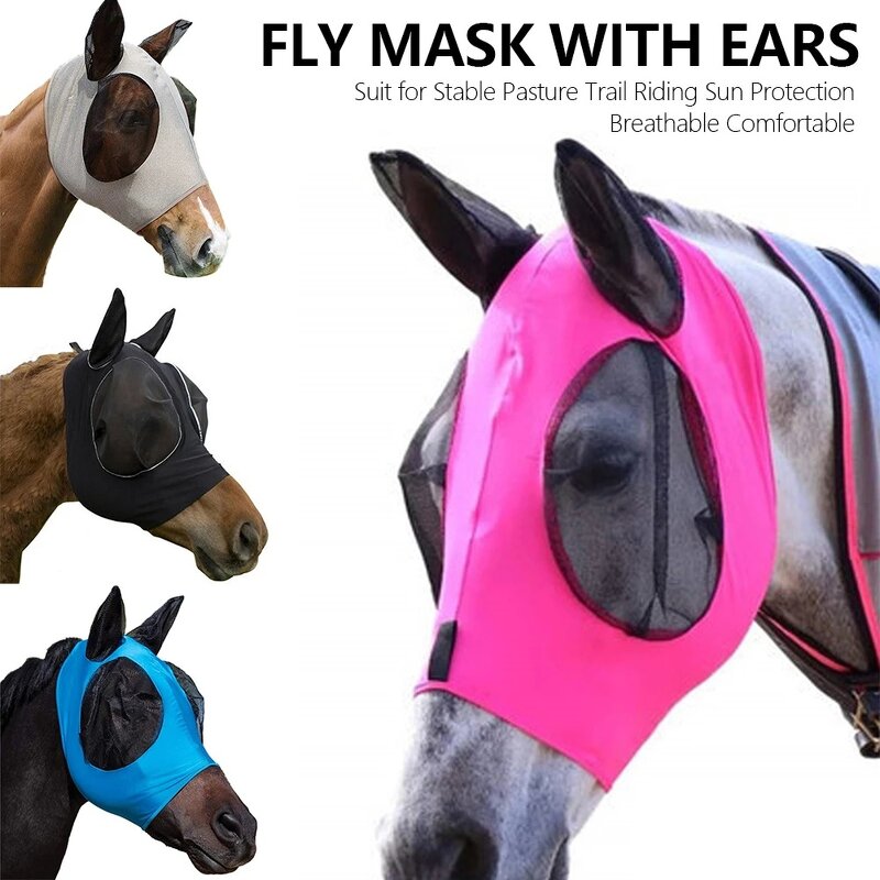 Horse Ear Cover Factory - Multiple Colors Ear Bonnet Netting Hood Oxford Fabric and Mesh