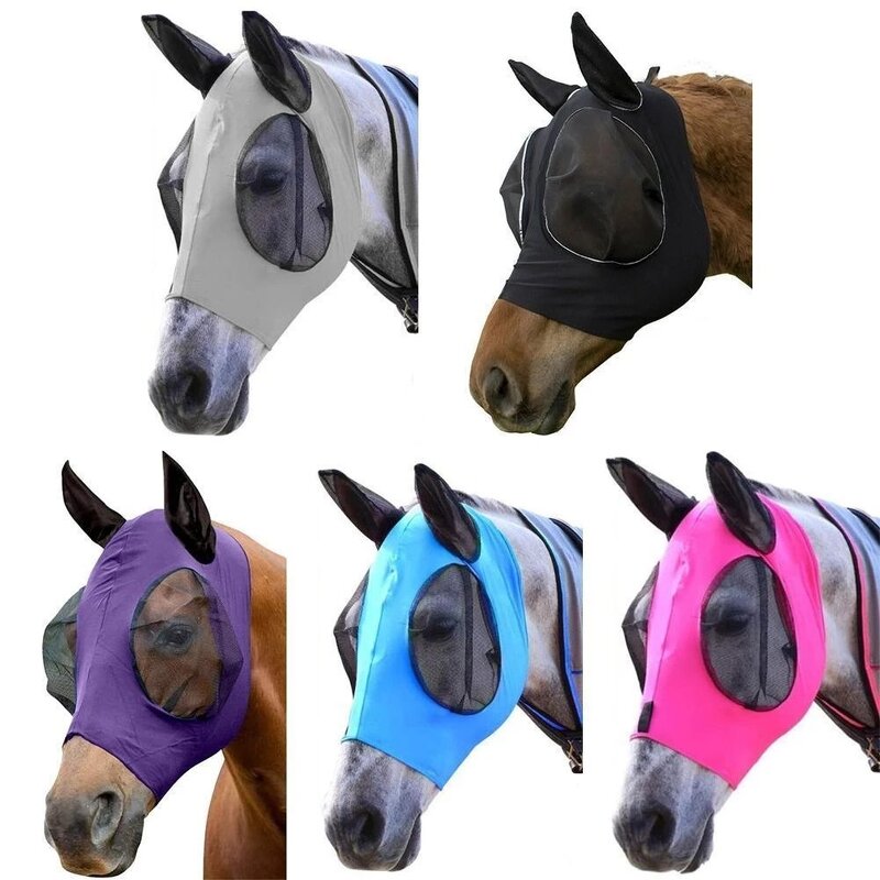 Horse Ear Cover Factory - Multiple Colors Ear Bonnet Netting Hood Oxford Fabric and Mesh