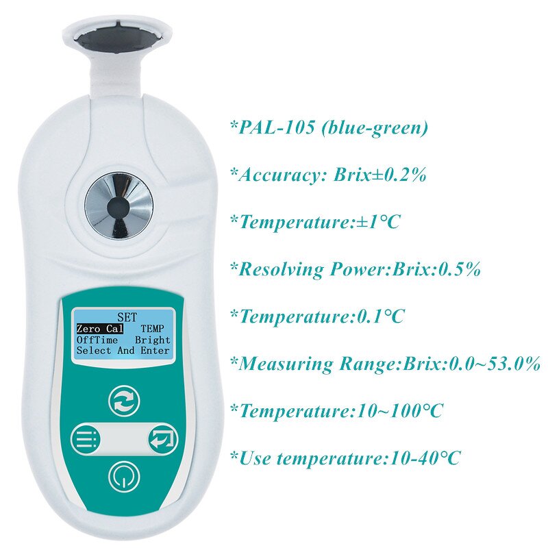Digital Brix Refractometer Factory - OEM/ODM Custom PAL-105 0-53% Handheld Sugar Test Meter Digital Brix Refractometers