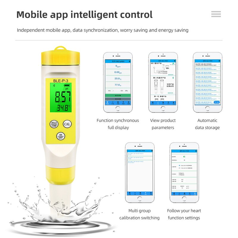 Smart Water Quality Tester Manufacturer - OEM/ODM Custom BLEP-3 Waterproof Smart Blue Tooth Water Quality Tester Digital