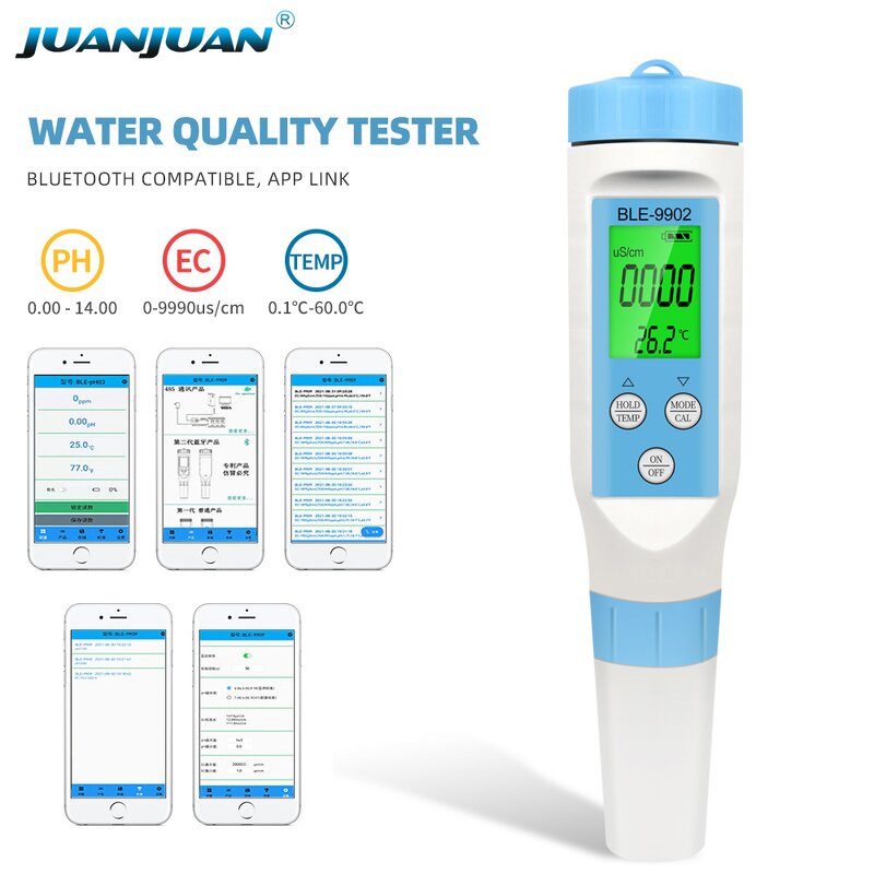 Waterproof Water Quality Tester Manufacturer - OEM/ODM Custom BLE-9902 Waterproof Water Quality Tester 3 in 1 Temperature EC